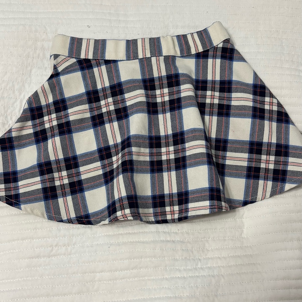H&M Blue and White Skater Mini Skirt with Pleats